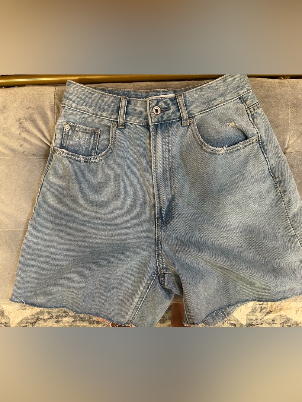 Stradivarius light blue denim shorts. 90’s inspired